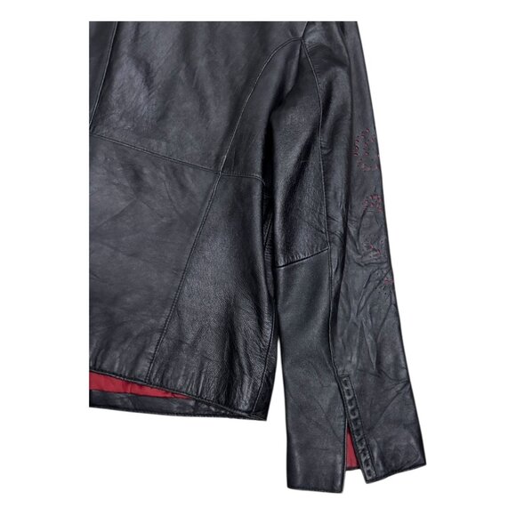 GENUINE LEATHER BT LIMITED Floral Vintage Designer Casual Jacket Womens Large - Picture 5 of 8